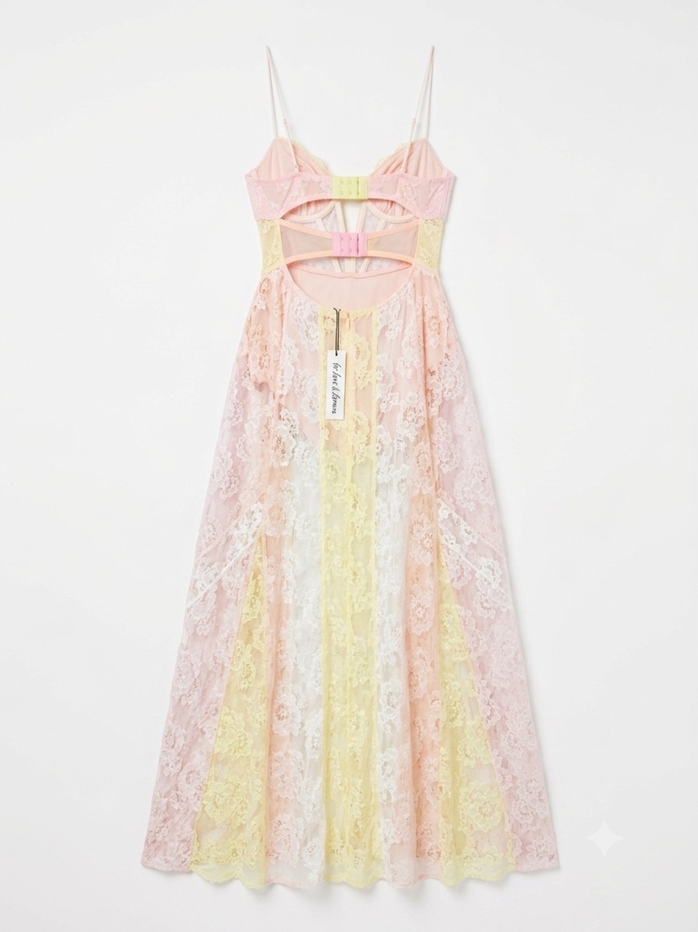 For Love & Lemons Blossom Maxi Dress Multi Pastel Lace XS NWT Sold Out Revolve - Picture 3 of 8